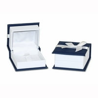 Дамски 1-КТ сапфир и диамант 10кт Бяло Злато Сватбен и годежен пръстен комплект