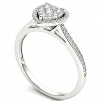 1 4К ТВ диамант 10К Бяло Злато Сърце форма клъстер ореол годежен пръстен
