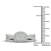 1 5к ТДВ диамантен с стерлинги Сребърен кросоувър джолан клъстер ореол булчински комплект