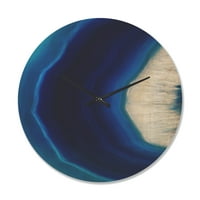 Дизайнарт 'синьо и бяло ахат кристал' Модерен дървен стенен часовник