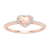 Императорски скъпоценен камък 10к Розово злато сърце Морганит КТ ТВ диамантен ореол Дамски пръстен