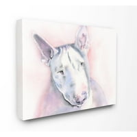 Ступел Индъстрийз бял бултериер куче домашен любимец животно акварел живопис платно стена изкуство от Георги