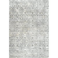килим с текстурирана геометрична площ, 6 '7 9', сив