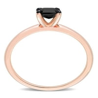 Карат Т. в. черен диамант 14кт Розово злато черен родий покритие пасианс годежен пръстен