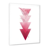 Дизайнарт 'Абстрактно Геометрично Изкуство Композиция Червени Триъгълници' Модерен Принт С Рамка