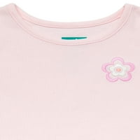 Деца От Гаражни Момичета Оребрена Тениска С Къс Ръкав, Размери 4-10