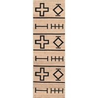 нулум местни символи ръчно издигната Юта бегач килим, 2 '6 6', естествен