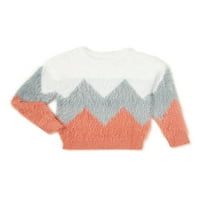 Ник и Лекси Момичета перо мек Шеврон печат Пуловер пуловер, размери 4-18