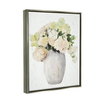 Ступел индустрии смесени цвете букет висок ваза флорални аранжимент Живопис блясък сив плаващ рамкирани платно
