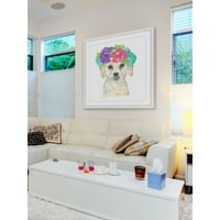Мармонт хил куче с цветна корона от напръстник врабче в рамка живопис печат