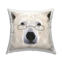 Ступел индустрии снежна полярна мечка очила лице отпечатани хвърлят възглавница дизайн от Карън Смит