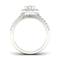 3 4к ТДВ диамант 10к Бяло Злато ореол годежен пръстен