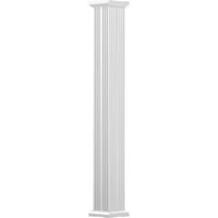 10 8 ' Ендура-алуминиева колона, квадратен вал, заострен, Нагънат, гланц бяло покритие с капитал и база