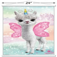 Животински клуб-плакат на Лама еднорог с магнитна рамка, 22.375 34