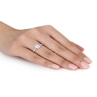 1-Каратов Т. Г. в. осмоъгълник създаден моасанит 14кт бял златен годежен пръстен