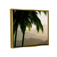 Ступел индустрии палмови дървета в Изгрев планинска верига снимка металик злато плаваща рамка платно печат