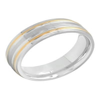 Мъжка двуцветна неръждаема стомана Райета сватбена лента - Мъжки пръстен