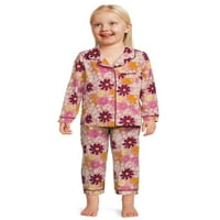 Чудо нация малко момиче Дълъг ръкав пижама палто комплект, 2-парче, размери 2Т-5т