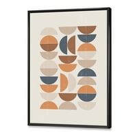 Дизайнарт 'абстрактна Луна и слънце в оранжево и синьо' модерна рамка платно стена арт принт