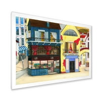 Дизайнарт 'цветната фасада на сградите в уютни улици' Френски кънтри Арт Принт