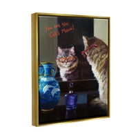 Ступел вие сте котката мяу животински огледало животни & насекоми Живопис злато плават рамкирани изкуство
